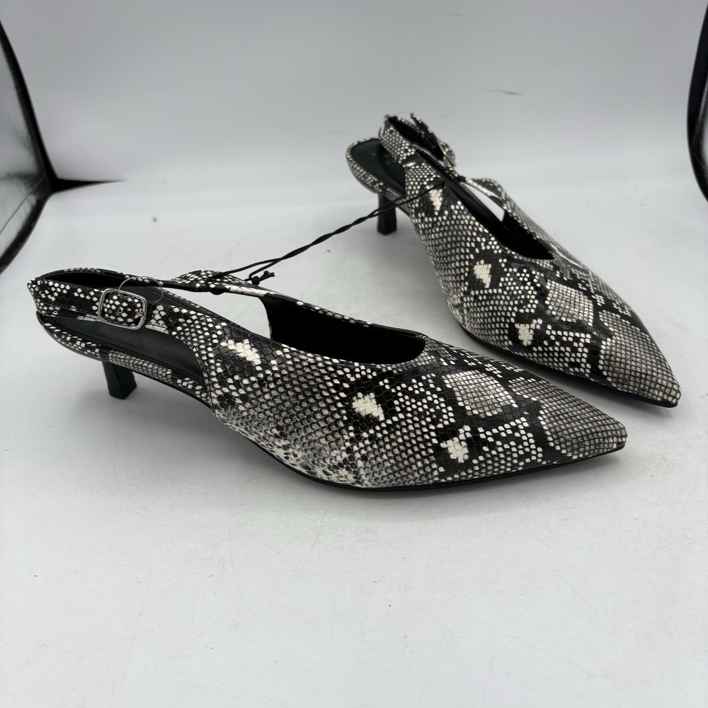 A New Day Shoes Womens Size 9.5 Samantha Snake Print Kitten Slingback Heels